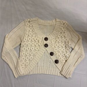 Chic Cream Knit Cardigan with Button Accents